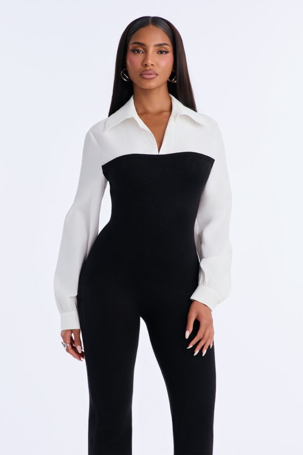 Contrast Jumpsuit in Black