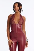 Burgundy V-Neck Jumpsuit