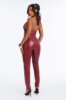 Burgundy V-Neck Jumpsuit