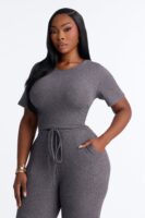 Charcoal Jumpsuit with wide leg