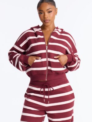 Burgundy Hoodie with zip-up