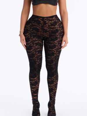 Alessandra High Waisted Lace Footed Leggings - Black