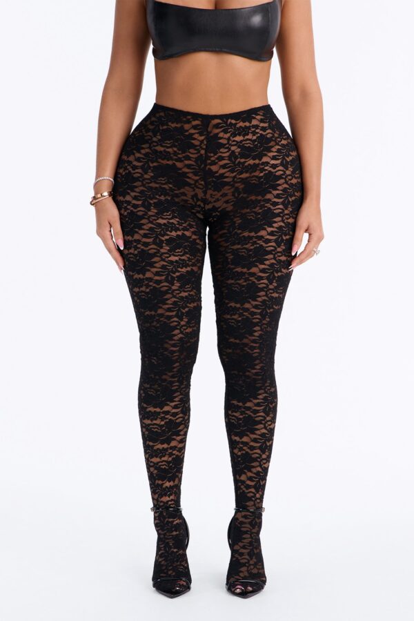 Alessandra High Waisted Lace Footed Leggings - Black