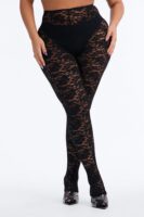 Alessandra High Waisted Lace Footed Leggings - Black