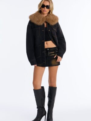 Black and Denim Jacket with oversized