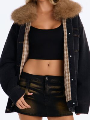 Black and Denim Jacket with oversized