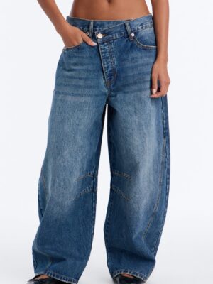 Ciao Bella Crossover Barrel Leg Jeans - Vintage Wash
