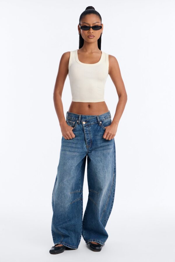Ciao Bella Crossover Barrel Leg Jeans - Vintage Wash