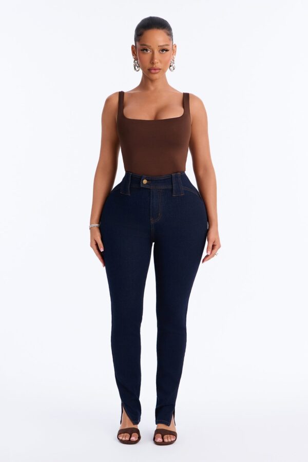 Hit It Compression Stretch High Rise Skinny Jeans - Dark Wash