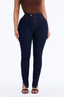 Hit It Compression Stretch High Rise Skinny Jeans - Dark Wash