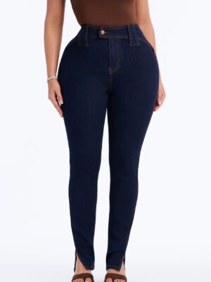 Hit It Compression Stretch High Rise Skinny Jeans - Dark Wash
