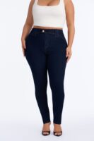 Hit It Compression Stretch High Rise Skinny Jeans - Dark Wash