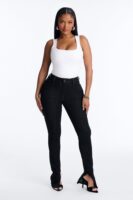 Catch A Glance High RIse Stretch Split Hem Skinny Jeans - Black
