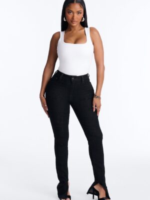 Catch A Glance High RIse Stretch Split Hem Skinny Jeans - Black