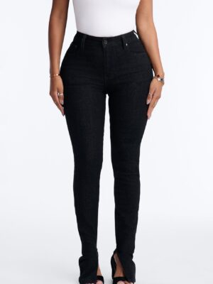Catch A Glance High RIse Stretch Split Hem Skinny Jeans - Black