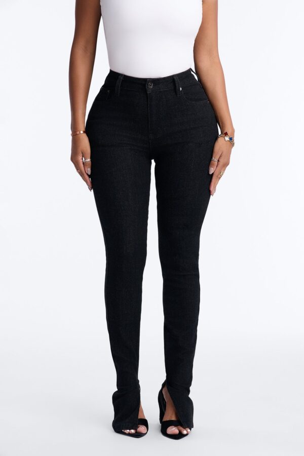 Catch A Glance High RIse Stretch Split Hem Skinny Jeans - Black