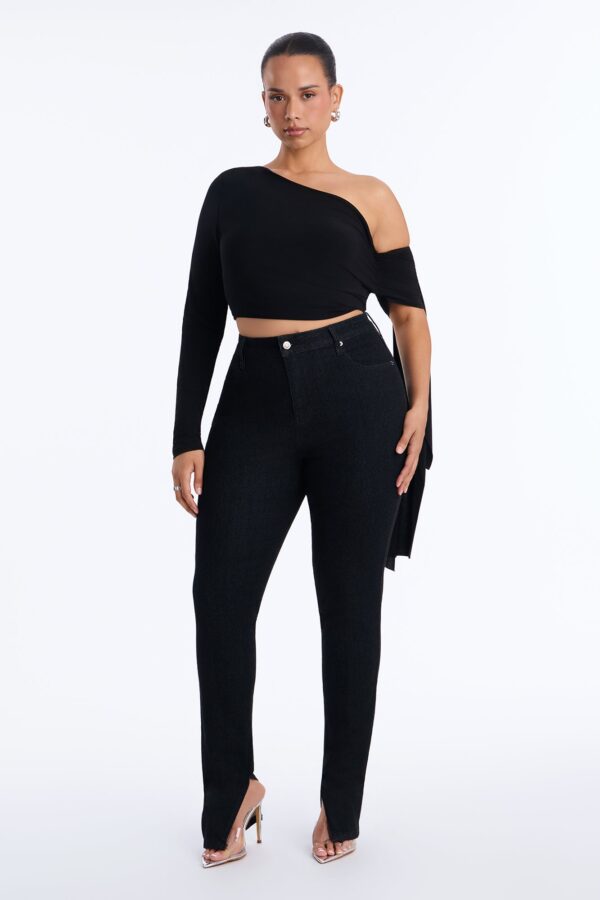 Catch A Glance High RIse Stretch Split Hem Skinny Jeans - Black