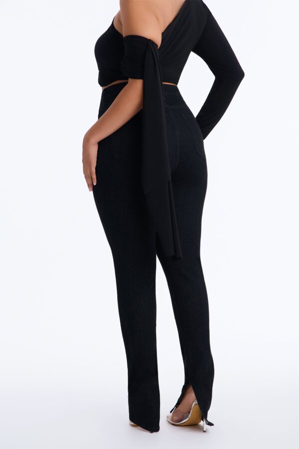 Catch A Glance High RIse Stretch Split Hem Skinny Jeans - Black