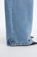 Ice Breaker Mid Waist Cargo Wide Leg Jeans - Medium Wash