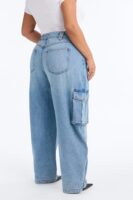 Ice Breaker Mid Waist Cargo Wide Leg Jeans - Medium Wash