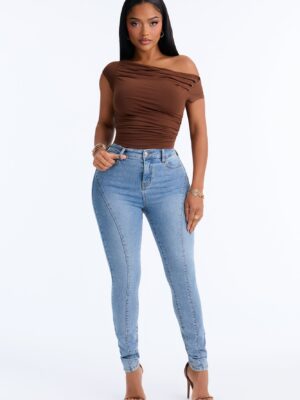 Monica Mid Rise Stretch Skinny Jeans - Medium Wash