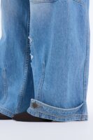 Kelsey Utility Ripped Wide Leg Jeans - Light Wash