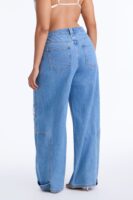 Kelsey Utility Ripped Wide Leg Jeans - Light Wash