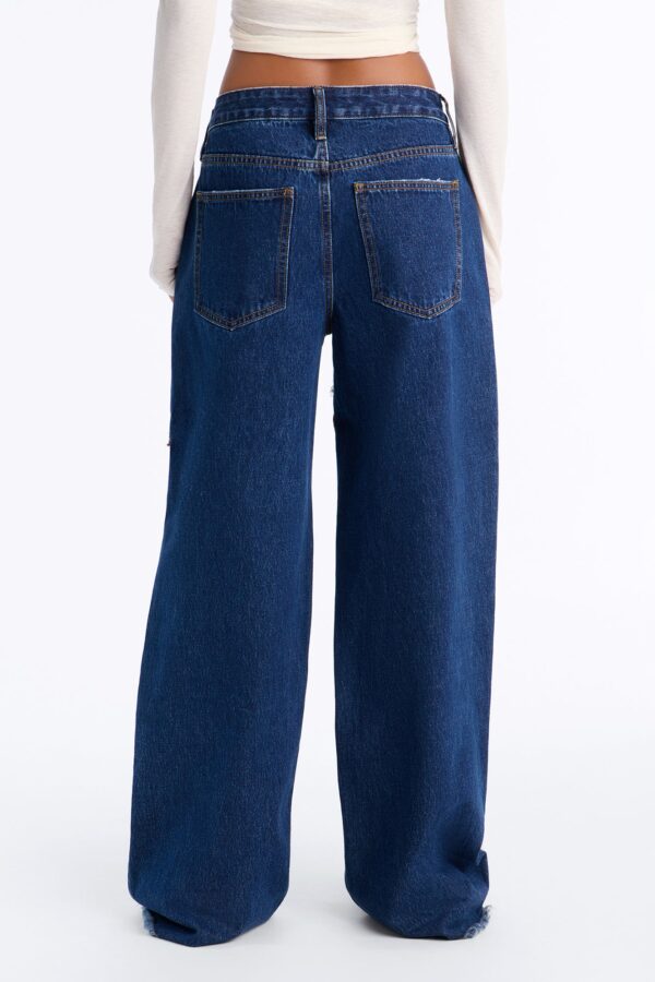Watch Me Bloom Tapestry Panel Wide Leg Jeans - Dark Wash