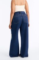 Watch Me Bloom Tapestry Panel Wide Leg Jeans - Dark Wash