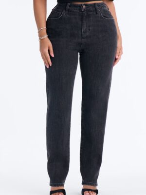 NY 90s Classic High Rise Straight Leg Cigarette Jeans - Black Wash