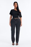 NY 90s Classic High Rise Straight Leg Cigarette Jeans - Black Wash