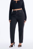 NY 90s Classic High Rise Straight Leg Cigarette Jeans - Black Wash