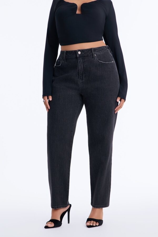 NY 90s Classic High Rise Straight Leg Cigarette Jeans - Black Wash