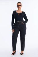 NY 90s Classic High Rise Straight Leg Cigarette Jeans - Black Wash