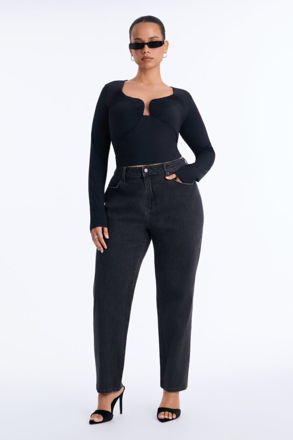 NY 90s Classic High Rise Straight Leg Cigarette Jeans - Black Wash