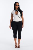 Mock-Neck Top in Black and White