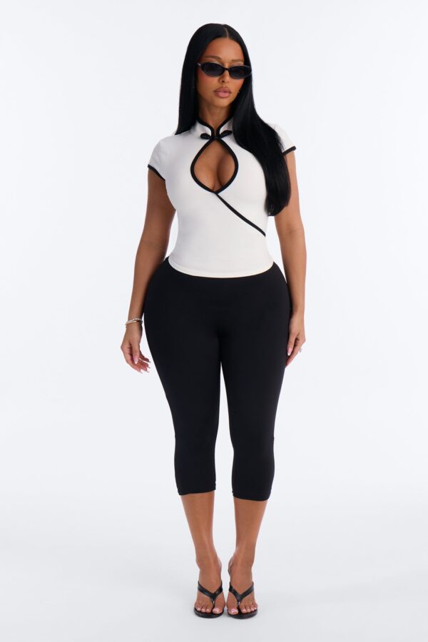 Mock-Neck Top in Black and White