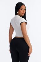 Mock-Neck Top in Black and White