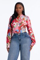 Positively Yours Abstract Button Up Shirt - Multi Color