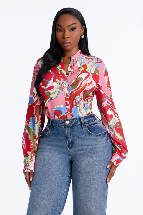 Positively Yours Abstract Button Up Shirt - Multi Color