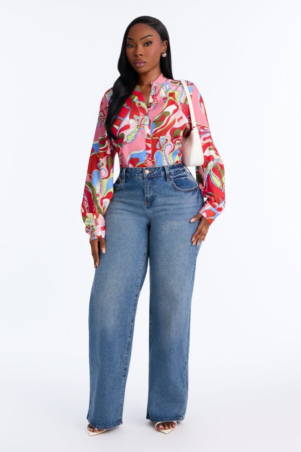 Positively Yours Abstract Button Up Shirt - Multi Color