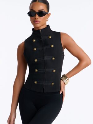 Black Mock-Neck Blouse