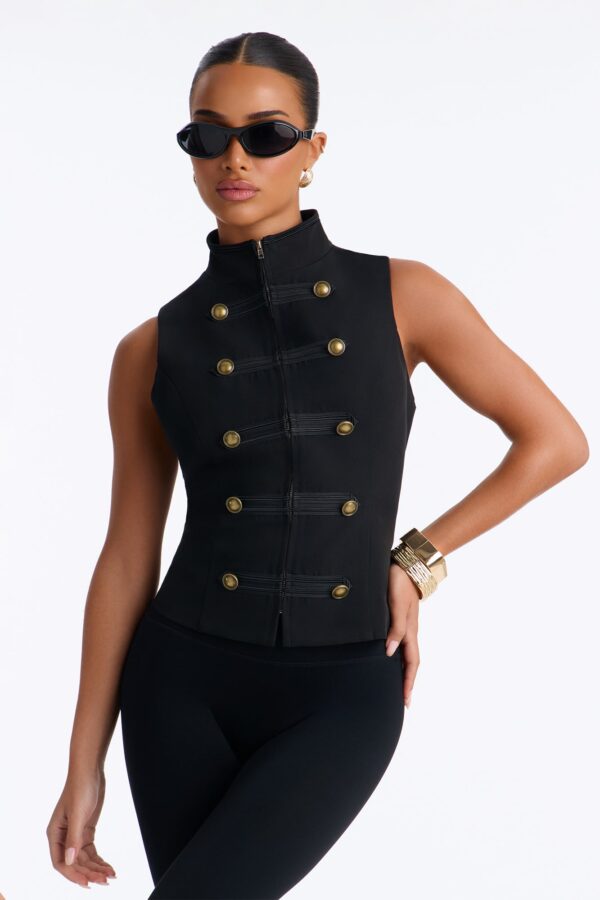 Black Mock-Neck Blouse