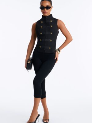 Black Mock-Neck Blouse
