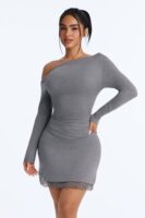 Gray Dress with one shoulder