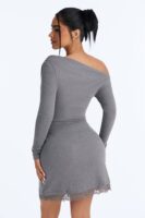 Gray Dress with one shoulder