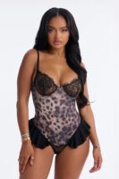 On The Hunt Mesh Ruffle Teddy - Black/combo