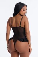 On The Hunt Mesh Ruffle Teddy - Black/combo