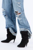 Bratty Babe Ruched Heeled Booties - Black · Black Piece