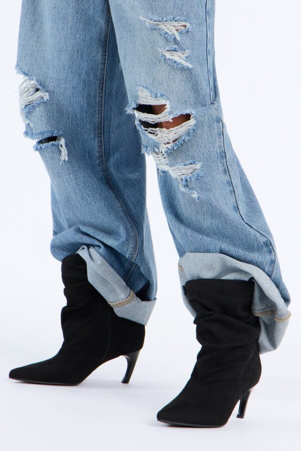 Bratty Babe Ruched Heeled Booties - Black · Black Piece